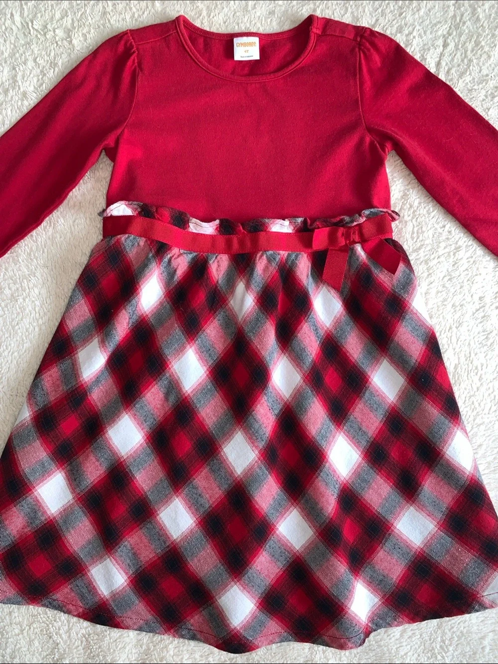 Gymboree Red Plaid Long Sleeve Dress 4T EUC